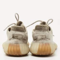 Pre Owned Yeezy x Adidas Grey Knit Fabric Boost 350 V2 Sesame Sneakers Size 38
