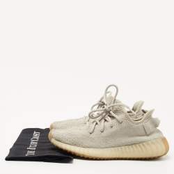 Pre Owned Yeezy x Adidas Grey Knit Fabric Boost 350 V2 Sesame Sneakers Size 38