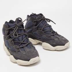 Pre Owned Yeezy x Adidas Black/Grey Suede and Leather Yeezy 500 Sneakers Size 38