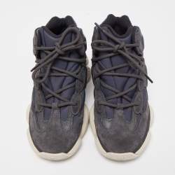 Pre Owned Yeezy x Adidas Black/Grey Suede and Leather Yeezy 500 Sneakers Size 38