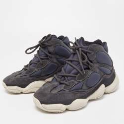 Pre Owned Yeezy x Adidas Black/Grey Suede and Leather Yeezy 500 Sneakers Size 38