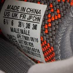 Pre Owned Yeezy x Adidas Grey/Orange Knit Fabric Boost 350 V2 Beluga Reflective Sneakers Size 39 1/3