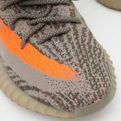 Pre Owned Yeezy x Adidas Grey/Orange Knit Fabric Boost 350 V2 Beluga Reflective Sneakers Size 39 1/3