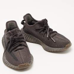 Pre Owned Yeezy x adidas Black Knit Fabric Boost 350 V2 Cinder Sneakers Size 36 2/3