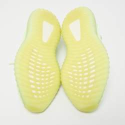 Pre Owned Yeezy x Adidas Neon Green Knit Fabric Boost 350 V2 Glow Sneakers Size 40