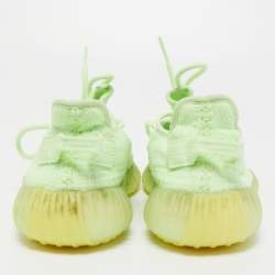 Pre Owned Yeezy x Adidas Neon Green Knit Fabric Boost 350 V2 Glow Sneakers Size 40