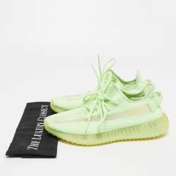 Pre Owned Yeezy x Adidas Neon Green Knit Fabric Boost 350 V2 Glow Sneakers Size 40