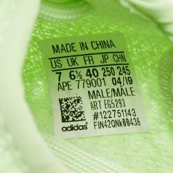 Pre Owned Yeezy x Adidas Neon Green Knit Fabric Boost 350 V2 Glow Sneakers Size 40