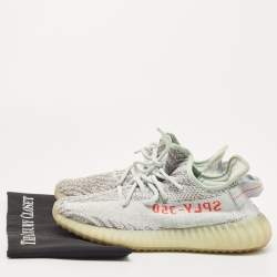 Pre Owned Yeezy x adidas Green/Blue Knit Fabric 350 V2 Blue Tint Sneakers Size 40 2/3