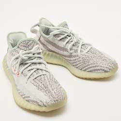 Pre Owned Yeezy x adidas Green/Blue Knit Fabric 350 V2 Blue Tint Sneakers Size 40 2/3