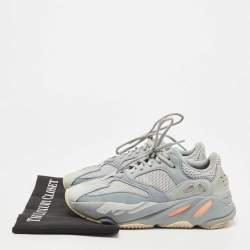 Pre Owned Yeezy x Adidas Green Suede and Mesh Boost 700 Inertia Sneakers 37 2/3