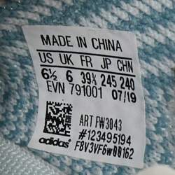 Pre Owned Yeezy x Adidas Blue/White Knit Fabric Boost 350 V2 Cloud- White Sneakers Size 39 1/3