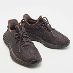 Pre Owned Yeezy x Adidas Black Knit Fabric Boost 350 V2 Black (Non Reflective) Sneakers Size 38