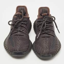 Pre Owned Yeezy x Adidas Black Knit Fabric Boost 350 V2 Black (Non Reflective) Sneakers Size 38