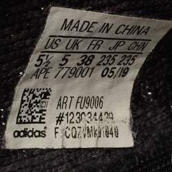 Pre Owned Yeezy x Adidas Black Knit Fabric Boost 350 V2 Black (Non Reflective) Sneakers Size 38