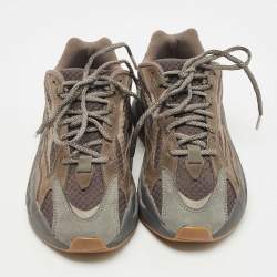 Pre Owned Yeezy x Adidas Grey Knit Fabric and Leather Boost 700 V2 Geode Sneakers Size 38 2/3