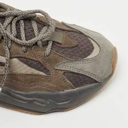 Pre Owned Yeezy x Adidas Grey Knit Fabric and Leather Boost 700 V2 Geode Sneakers Size 38 2/3