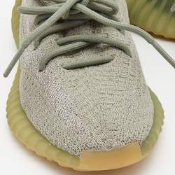 Pre Owned Yeezy x Adidas Green Fabric Boost 350 V2 Desert-Sage Sneakers Size 38
