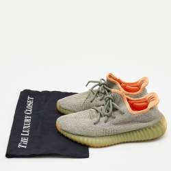 Pre Owned Yeezy x Adidas Green Fabric Boost 350 V2 Desert-Sage Sneakers Size 38