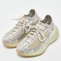 Pre Owned Yeezy x Adidas Grey/White Knit Fabric and Mesh Boost 380 Alien Sneakers Size 37 1/3