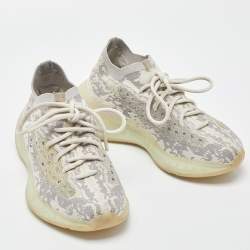 Pre Owned Yeezy x Adidas Grey/White Knit Fabric and Mesh Boost 380 Alien Sneakers Size 37 1/3