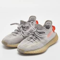 Pre Owned Yeezy x Adidas Grey Knit Fabric Boost 350 V2 Tail Light Sneakers Size 38