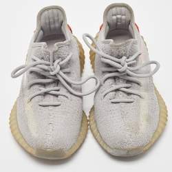 Pre Owned Yeezy x Adidas Grey Knit Fabric Boost 350 V2 Tail Light Sneakers Size 38