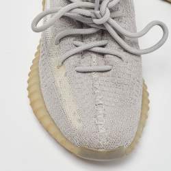 Pre Owned Yeezy x Adidas Grey Knit Fabric Boost 350 V2 Tail Light Sneakers Size 38