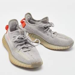 Pre Owned Yeezy x Adidas Grey Knit Fabric Boost 350 V2 Tail Light Sneakers Size 38