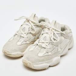 Pre Owned Yeezy x Adidas White Suede and Mesh Yeezy 500 Bone White Sneakers Size 40