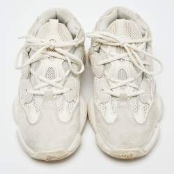 Pre Owned Yeezy x Adidas White Suede and Mesh Yeezy 500 Bone White Sneakers Size 40