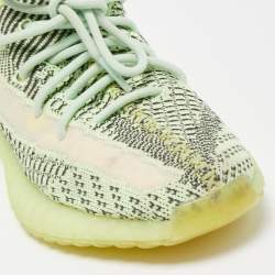 Pre Owned Yeezy x Adidas Neon Green/Brown Knit Fabric Boost 350 V2 Yeezreel (Non Reflective) Sneakers Size 40