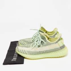 Pre Owned Yeezy x Adidas Neon Green/Brown Knit Fabric Boost 350 V2 Yeezreel (Non Reflective) Sneakers Size 40