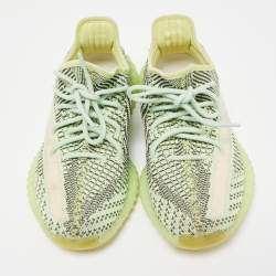 Pre Owned Yeezy x Adidas Neon Green/Brown Knit Fabric Boost 350 V2 Yeezreel (Non Reflective) Sneakers Size 40