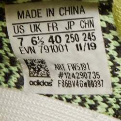 Pre Owned Yeezy x Adidas Neon Green/Brown Knit Fabric Boost 350 V2 Yeezreel (Non Reflective) Sneakers Size 40