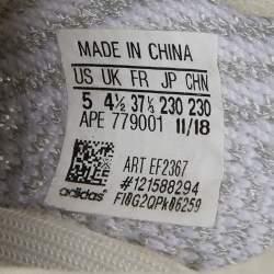 Pre Owned Yeezy x Adidas White/Grey Knit Fabric Boost 350 V2 Static Reflective Sneakers Size 37 1/3