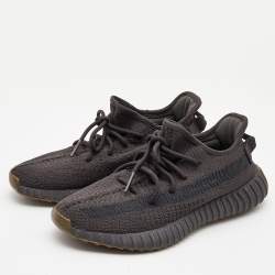 Pre Owned Yeezy x Adidas Grey Knit Fabric Boost 350 V2 Cinder Sneakers Size 40