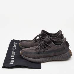 Pre Owned Yeezy x Adidas Grey Knit Fabric Boost 350 V2 Cinder Sneakers Size 40