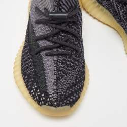 Pre Owned Yeezy x Adidas Two Tone Knit Fabric Boost 350 V2 Carbon Sneakers Size 37 1/3