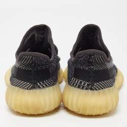 Pre Owned Yeezy x Adidas Two Tone Knit Fabric Boost 350 V2 Carbon Sneakers Size 37 1/3