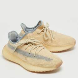 Pre Owned Yeezy x Adidas Two Tone Knit Fabric Boost 350 V2 Linen Sneakers Size 38 2/3