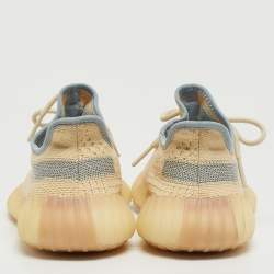 Pre Owned Yeezy x Adidas Two Tone Knit Fabric Boost 350 V2 Linen Sneakers Size 38 2/3