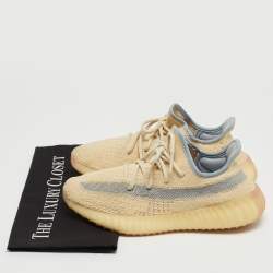 Pre Owned Yeezy x Adidas Two Tone Knit Fabric Boost 350 V2 Linen Sneakers Size 38 2/3