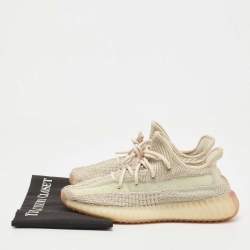 Pre Owned Yeezy x Adidas Two Tone Knit Fabric Boost 350 V2 Citrin (Non Reflective) Sneakers Size 40