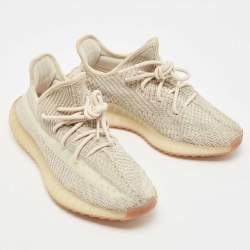 Pre Owned Yeezy x Adidas Two Tone Knit Fabric Boost 350 V2 Citrin (Non Reflective) Sneakers Size 40