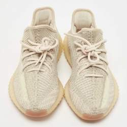 Pre Owned Yeezy x Adidas Two Tone Knit Fabric Boost 350 V2 Citrin (Non Reflective) Sneakers Size 40