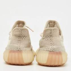 Pre Owned Yeezy x Adidas Two Tone Knit Fabric Boost 350 V2 Citrin (Non Reflective) Sneakers Size 40