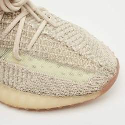 Pre Owned Yeezy x Adidas Two Tone Knit Fabric Boost 350 V2 Citrin (Non Reflective) Sneakers Size 40