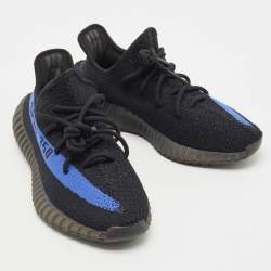 Pre Owned Yeezy x Adidas Black/Blue Knit Fabric Boost 350 V2 Dazzling Blue Sneakers Size 40