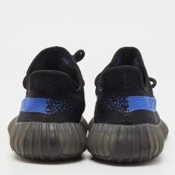 Pre Owned Yeezy x Adidas Black/Blue Knit Fabric Boost 350 V2 Dazzling Blue Sneakers Size 40